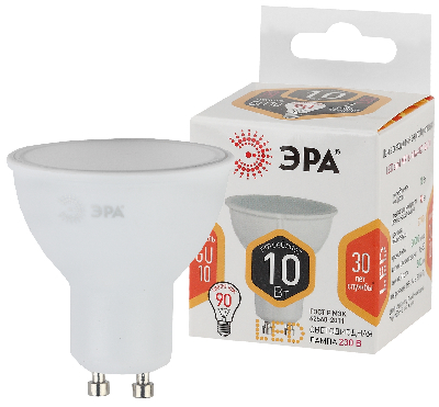 Лампа светодиодная LED MR16-10W-827-GU10 (диод, софит, 10Вт, тепл, GU10) (10/100/4000)
