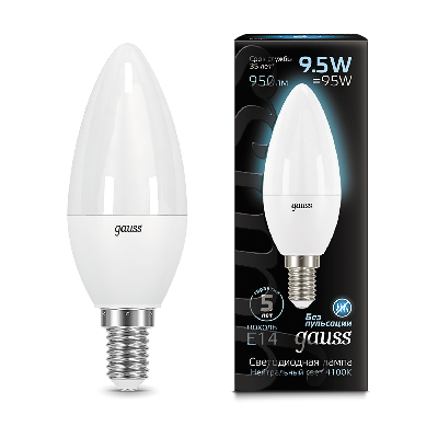 Лампа светодиодная LED 9.5 Вт 950 лм 4100К AC150-265В E14 свеча нейтральный  Black Gauss
