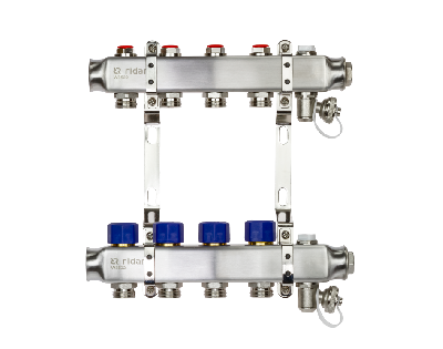 Коллекторная группа SSM-10R set 10 контуров 1' x 3/4' с термостатическими клапанами и кронштейнами