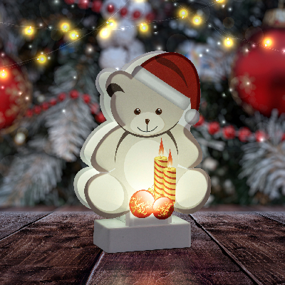 Светильник декоративный новогодний Мишка, холодный белый LED, h 24 см, 3*АА, IP20