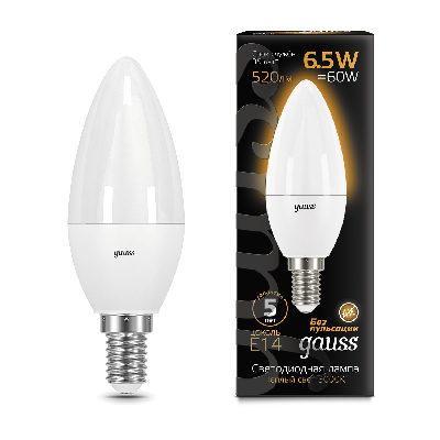 Лампа светодиодная LED 6.5 Вт 520 лм 3000К AC150-265В E14 свеча теплая  Black Gauss