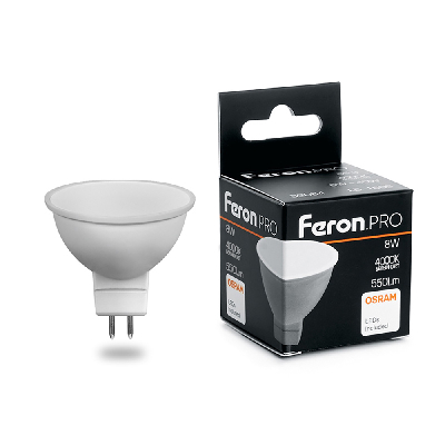 Лампа светодиодная LED 8вт 230в GU5.3 белый Feron.PRO