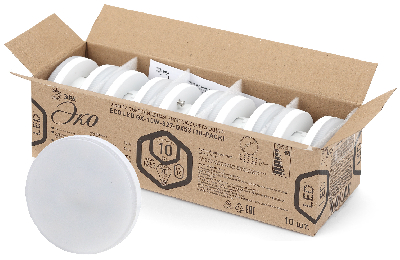 Лампа светодиодная ECO LED GX-10W-840-GX53 (10-PACK) (диод таблетка 10Вт нейтр GX53) (10/100/4800)