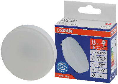 Лампа светодиодная LED 8Вт GX53 4000К 640Лм спот 220В (замена 60Вт) OSRAM