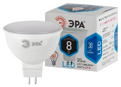 Лампа светодиодная LED MR16-8W-840-GU5.3 (диод, софит, 8Вт, нейтр, GU5.3) , (10/100/4000)