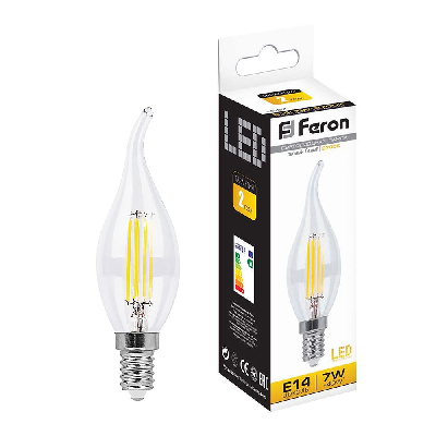 Лампа светодиодная LED 7вт Е14 теплый свеча на ветру FILAMENT