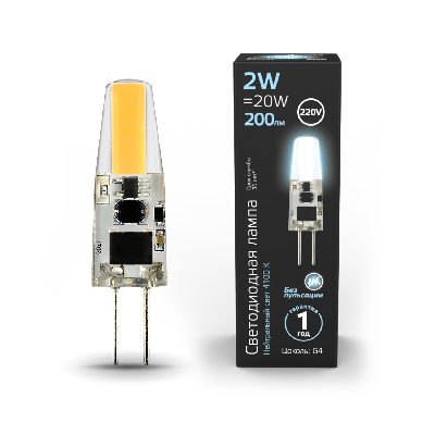 Лампа светодиодная LED 2 Вт 200 лм 4100К AC220-240В G4 капсула нейтральный силиконовая Black Gauss