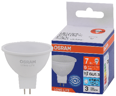 Лампа светодиодная LED 7Вт GU5.3 6500К 560Лм спот 220В (замена 60Вт) OSRAM