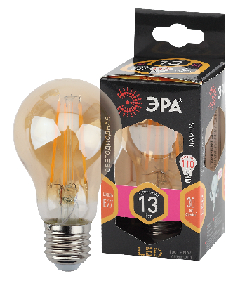 Лампа светодиодная филаментная F-LED A60-13W-827-E27 gold (филамент, груша золот., 13Вт, тепл, Е27) (10/100/1200)