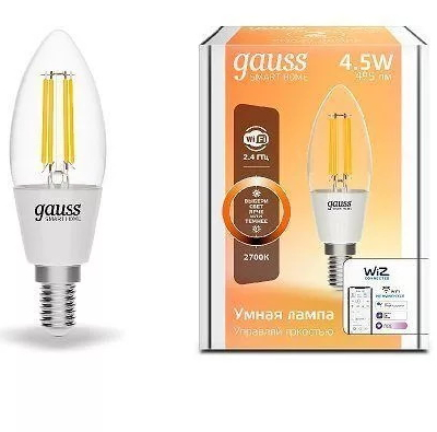Лампа светодиодная умная LED 4.5 Вт 495 Лм 2700К E14 свеча диммируемая управление по Wi-Fi Smart Home Filament Gauss