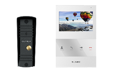 Комплект видеодомофон+вызывная видеопанель SQ-04 White + ML-16HR Black