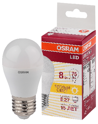 Лампа светодиодная LED 8Вт E27 CLP75 тепло-бел, матов.шар OSRAM