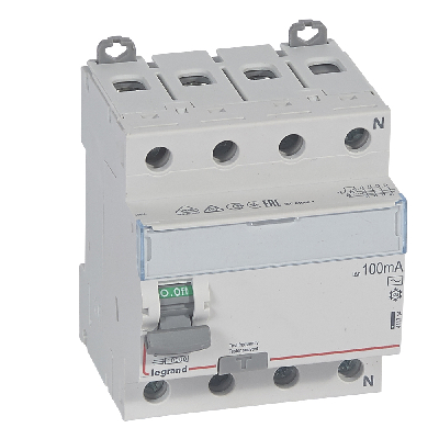 Выключатель дифференциального тока (УЗО) DX3 4П 63А АC 100мА N справа